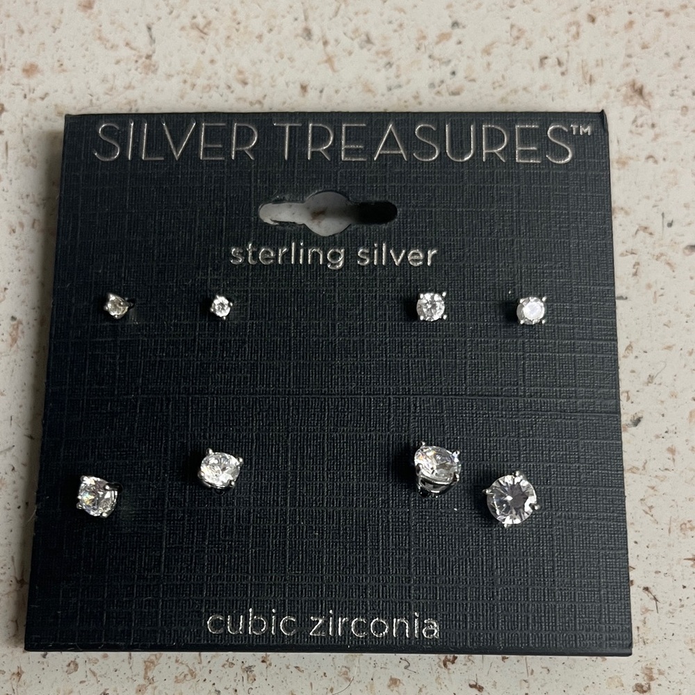 JCPenney Sterling Silver Cubic Zirconia Stud Earrings Set